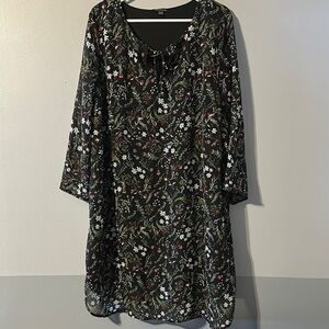 Moda Black Floral Long Sleeve Dress Size XXL